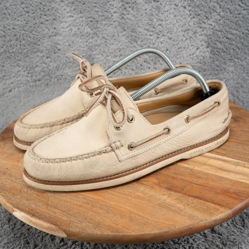 Sperry Top-Sider Boat Shoes Men 9 Blonde Good Gold Cup Leather 0532523